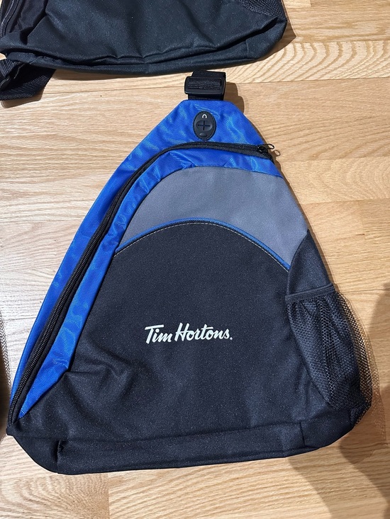 Tim Hortons Other - Tim Hortons Black & Blue Sling Backpack - Single Strap Carry
